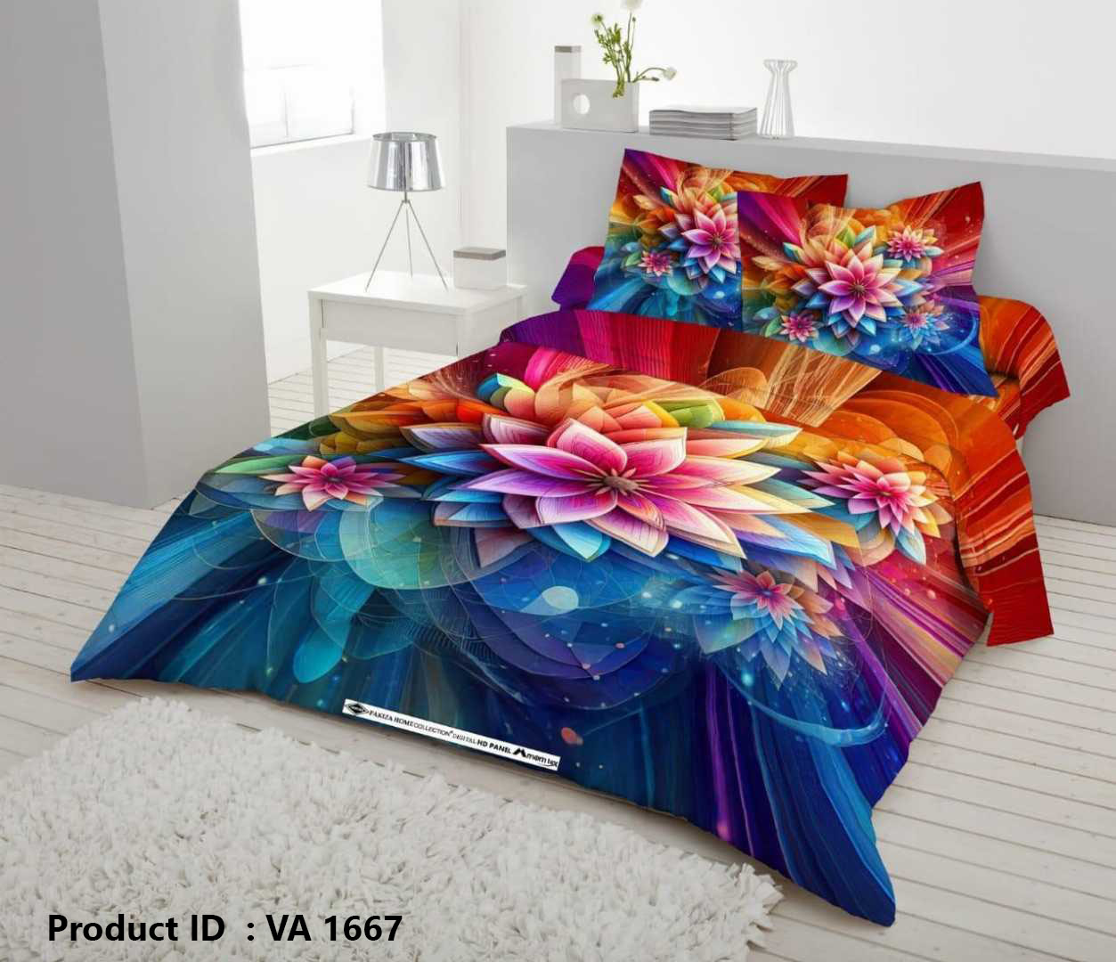 Digital 3D Print Luxury Panel Bed Sheet King Size